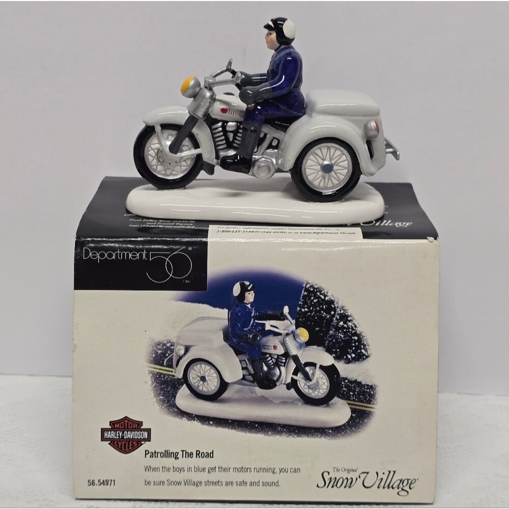 Department 56 Snow Village Harley Davidson Police Patrolling The Road 54971